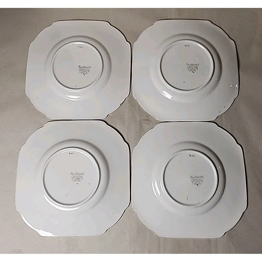 Vintage‎ 4-Pc Royal Grafton Fine Bone China Dessert Plates MCM Exquisite Rare
